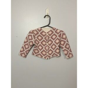 So Dorable Kids Cardigan 6-12 Months Button‎ Front Diamond Knit Mauve Cream